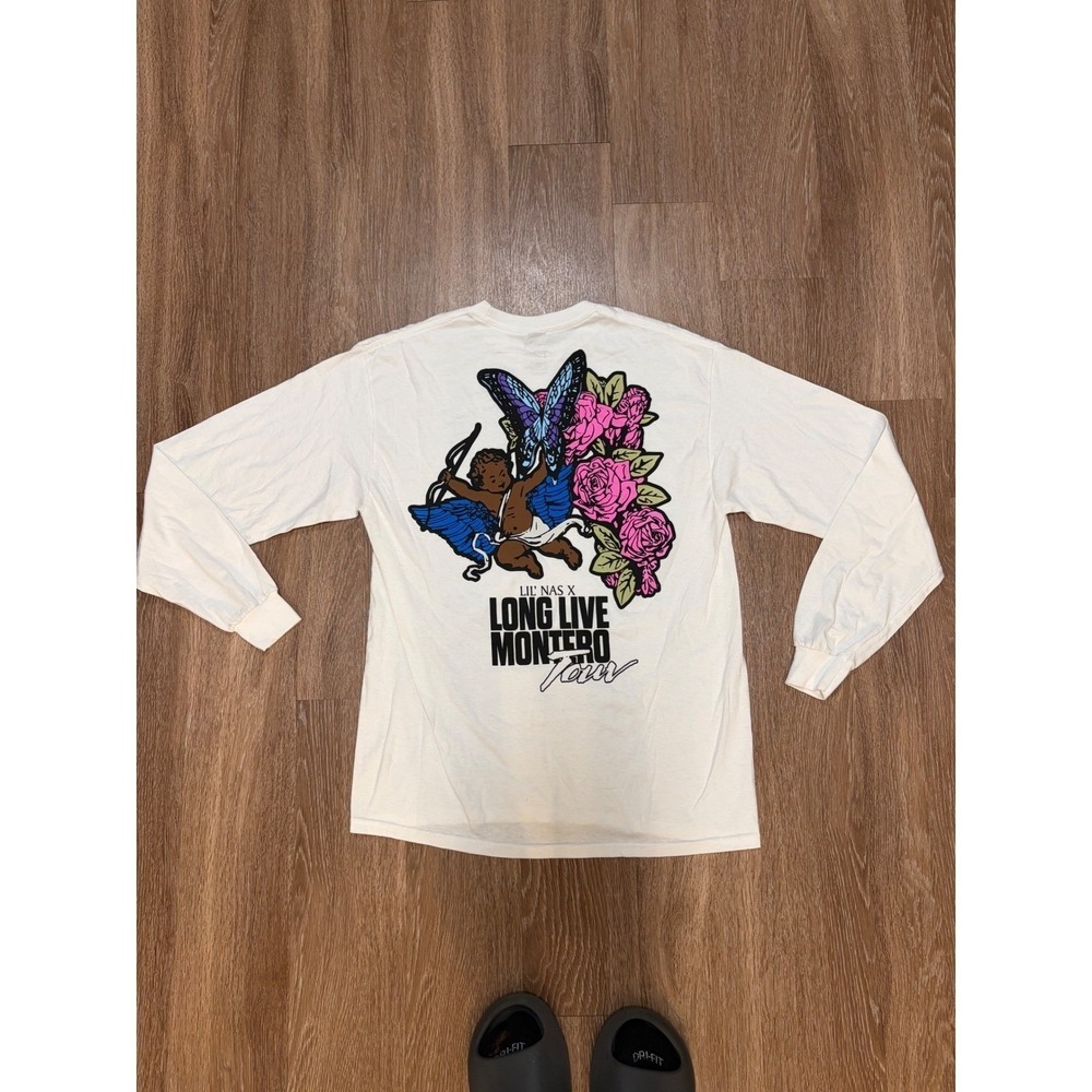 Lil Nas X Long Live Montero Tour Long Sleeve Graphic T-Shirt White Mens Large‎